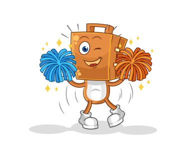 the suitcase head cheerleader cartoon. cartoon mascot vecto