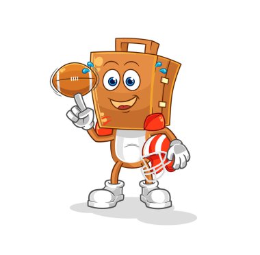 the suitcase head playing rugby character. cartoon mascot vecto