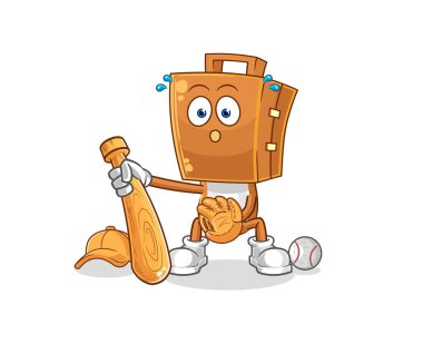 the suitcase head baseball Catcher cartoon. cartoon mascot vecto
