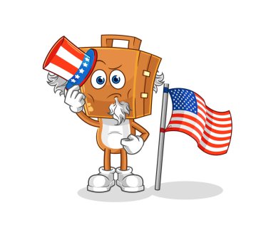 the suitcase head uncle sam character. cartoon mascot vecto
