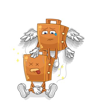 the suitcase head spirit leaves the body mascot. cartoon vecto