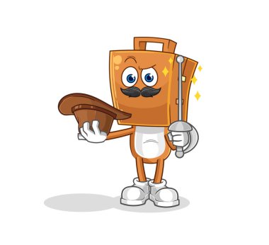 the suitcase head fencer character. cartoon mascot vecto