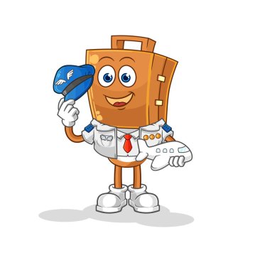 the suitcase head pilot mascot. cartoon vecto