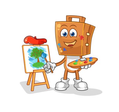 the suitcase head artist mascot. cartoon vecto