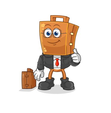 the suitcase head office worker mascot. cartoon vecto