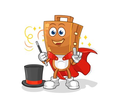the suitcase head magician illustration. character vecto