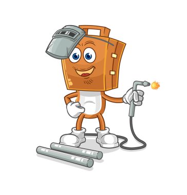 the suitcase head welder mascot. cartoon vecto