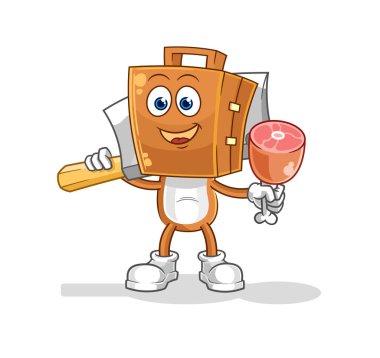 the suitcase head Butcher illustration. character vecto