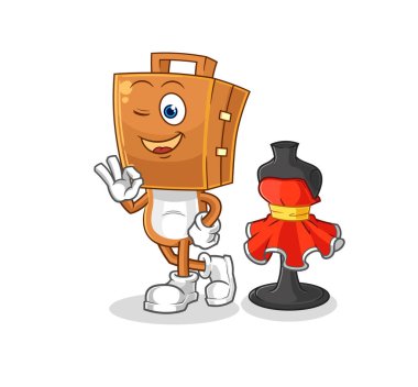 the suitcase head fashion designer vector. cartoon characte