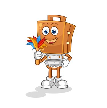 the suitcase head maid mascot. cartoon vecto