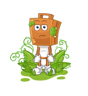 Bavul başı çok uzun bir maskot bekliyor. çizgi film vektosu