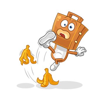 Bavul kafası muza basıp kaydı. karikatür maskotu vektosu