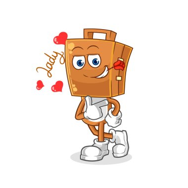 Bavul başı flörtü illüstrasyonu. karakter vektosu