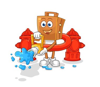 Bavul başı itfaiyeci vektörü. karikatür