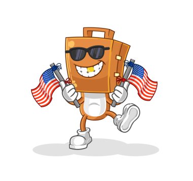 Bavul başı Amerikan gençlik çizgi filmi maskotu Vecto