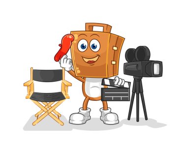 Bavul yöneticisi maskotu. çizgi film vektosu