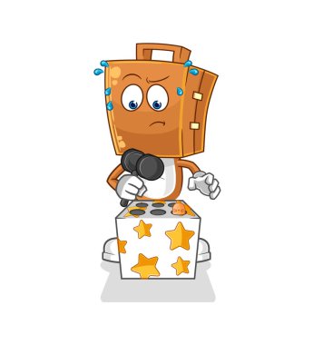 Bavul kafa oyunu bir köstebek maskotunu öldürdü. çizgi film vektosu