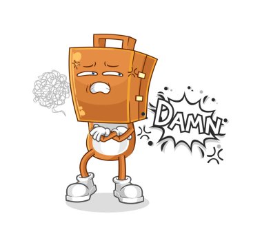 the suitcase head very pissed off illustration. character vecto