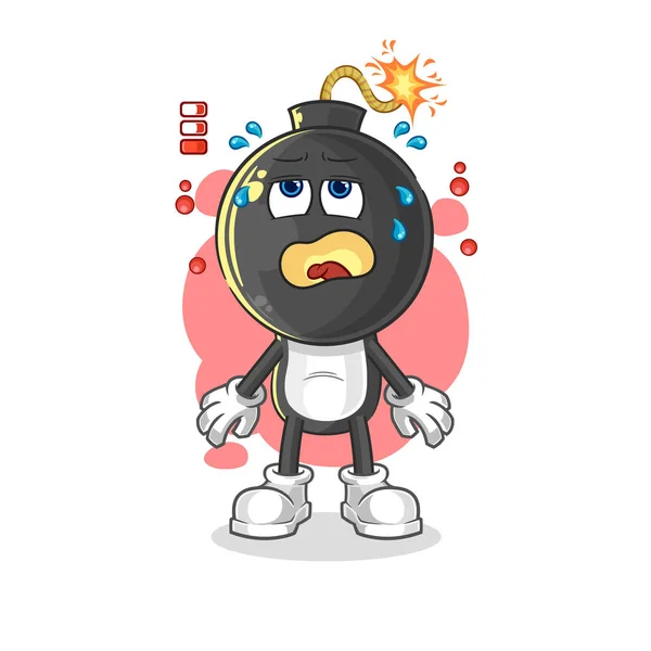 Bomb Head Low Battery Mascot Cartoon Vecto — Stock vektor