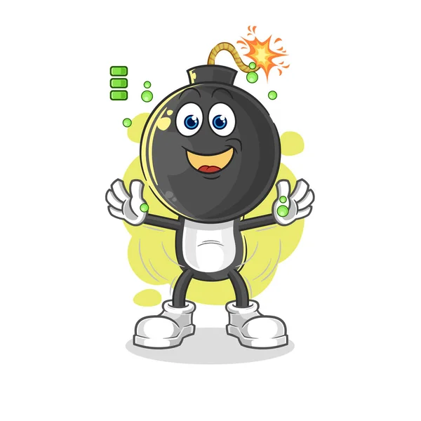 Bomb Head Full Battery Character Cartoon Mascot Vecto — Stock Vector