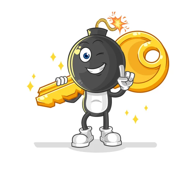 Bomb Head Carry Key Mascot Cartoon Vecto — Image vectorielle