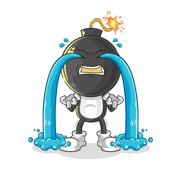 Bomb Head Crying Illustration Character Vecto — Vettoriale Stock