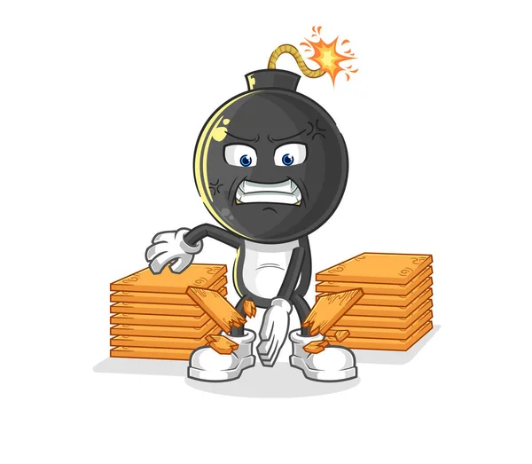 Bomb Head Karate Mascot Cartoon Vecto — 图库矢量图片
