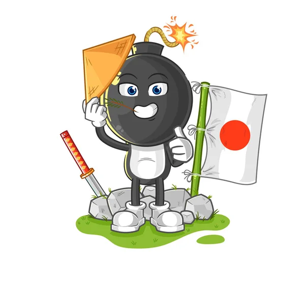 Vettore Giapponese Della Testa Della Bomba Cartoni Animati — Vettoriale Stock