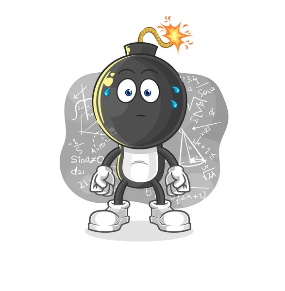 Bomb Head Thinking Hard Vector Cartoon Characte — Stok Vektör