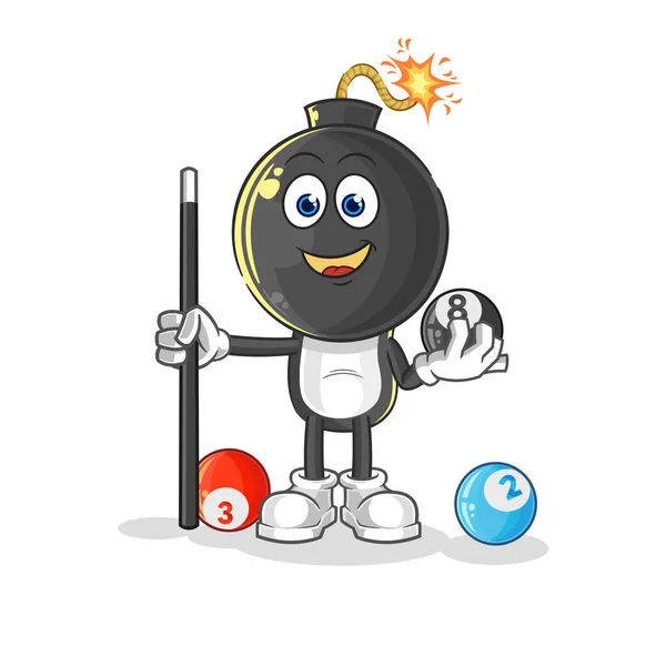 炸弹头扮演台球的角色 卡通吉祥物矢量 — 图库矢量图片