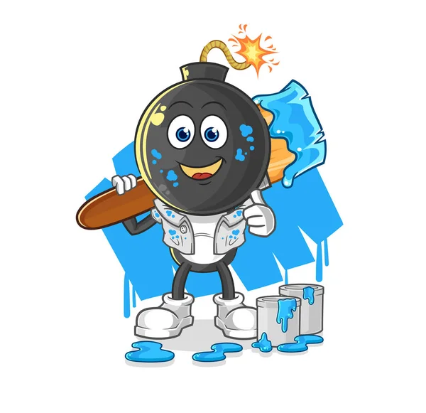 the bomb head painter illustration. character vecto