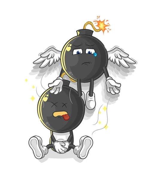 Bomb Head Spirit Leaves Body Mascot Cartoon Vecto — Vector de stock