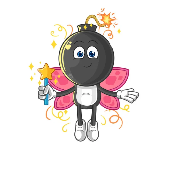 Fada Cabeça Bomba Com Asas Pau Mascote Desenhos Animados Vecto —  Vetores de Stock