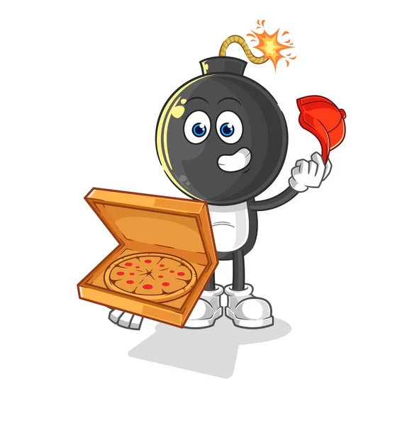 Bomb Head Pizza Delivery Boy Vector Cartoon Characte — Stock Vector