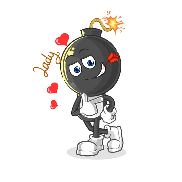 Bomb Head Flirting Illustration Character Vecto — Stok Vektör