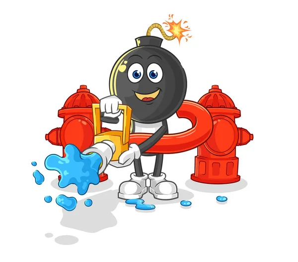 Bomb Head Firefighter Vector Cartoon Characte — Archivo Imágenes Vectoriales