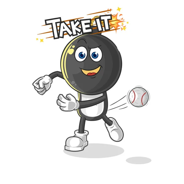 Testa Della Bomba Che Lancia Vettore Del Baseball Cartoni Animati — Vettoriale Stock
