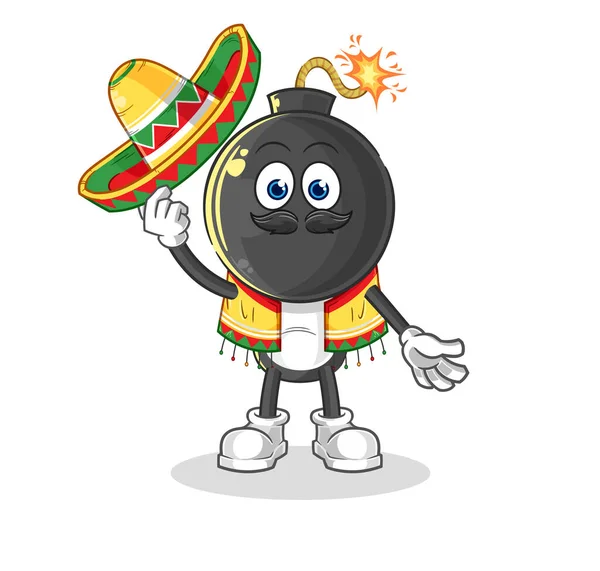 Bomb Head Mexican Culture Flag Cartoon Mascot Vecto — Stock Vector