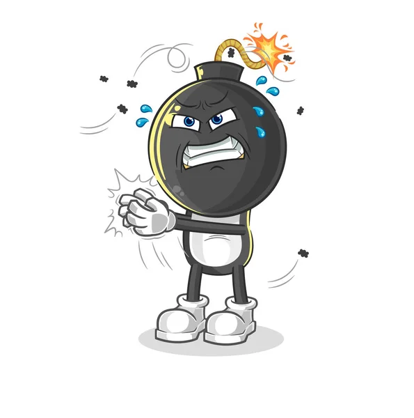 Bomb Head Swat Fly Character Cartoon Mascot Vecto — Stok Vektör