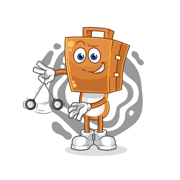 Suitcase Head Hypnotizing Cartoon Cartoon Mascot Vecto — Stock Vector