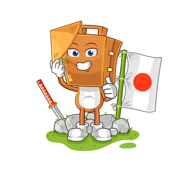 Suitcase Head Japanese Vector Cartoon Characte — Stock Vector