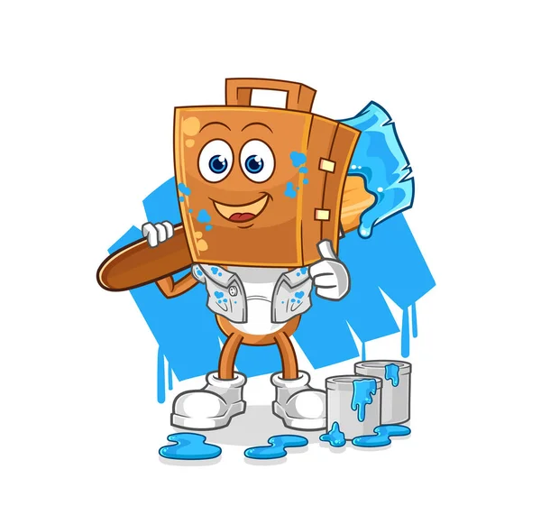 the suitcase head painter illustration. character vecto