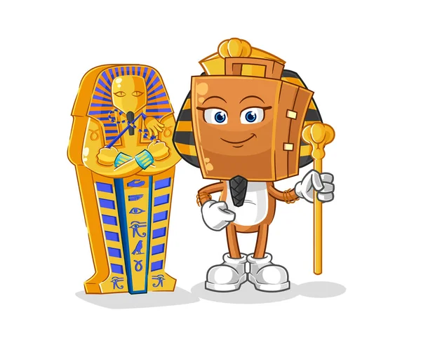 the suitcase head ancient egypt cartoon. cartoon mascot vecto