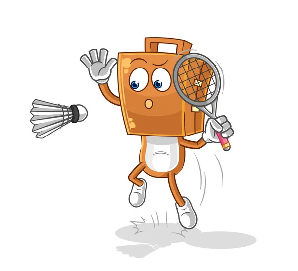 Der Kofferkopf Zerschmettert Beim Badminton Cartoon Cartoon Maskottchen Vecto — Stockvektor