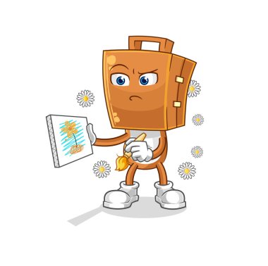 bavul başı geleneksel karikatür karakteri vektosu