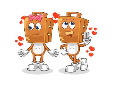 Bavul başındaki yaşlı karakter. karikatür maskotu vektosu