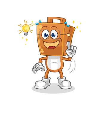 Bavul kafanın aklına bir çizgi film geldi. maskot vektosu