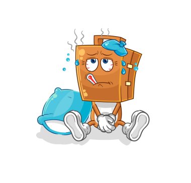 Bavul kafalı hasta vektör. karikatür