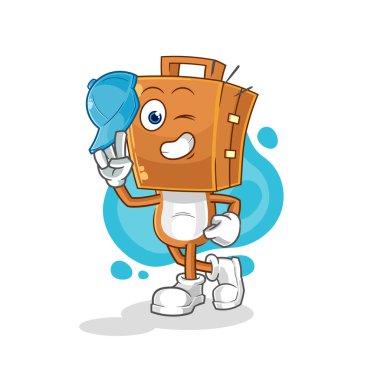 Bavul başı. Genç erkek karakter arabası.