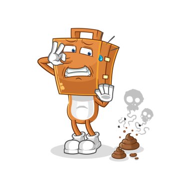 Kokuşmuş atık resimli bavul kafası. karakter vektosu